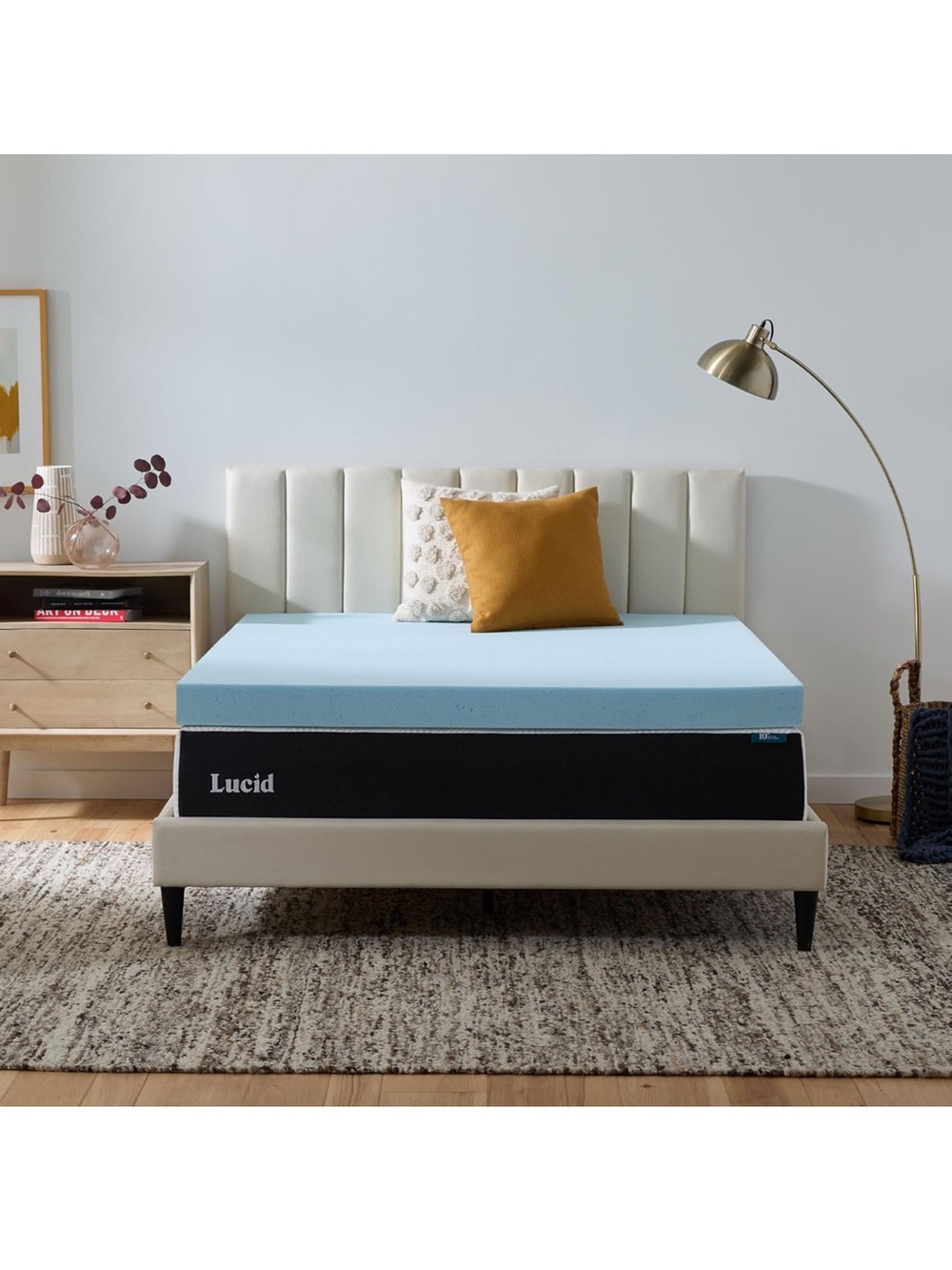 Lucid 4 Inch Memory Foam Mattress Topper, Twin XL Size – Cooling Gel Bed Topper